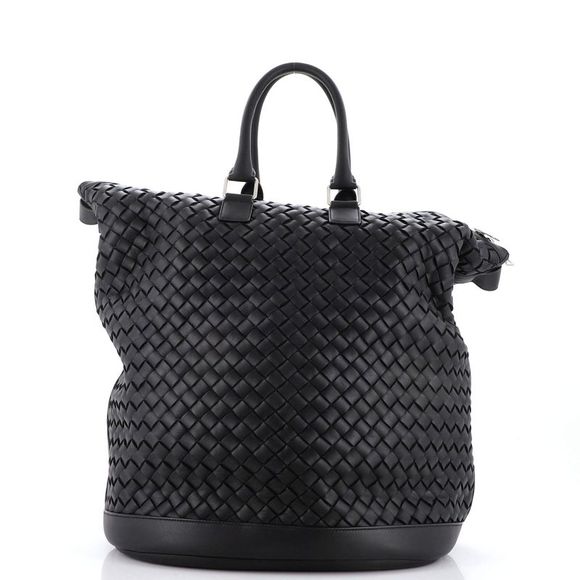 Bottega Veneta Convertible Zip Bucket Tote Intrecciato Leather Large Black - Picture 4 of 7